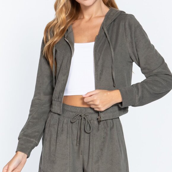 Hoodie Terry Towelling Jacket - Picture 3 of 5